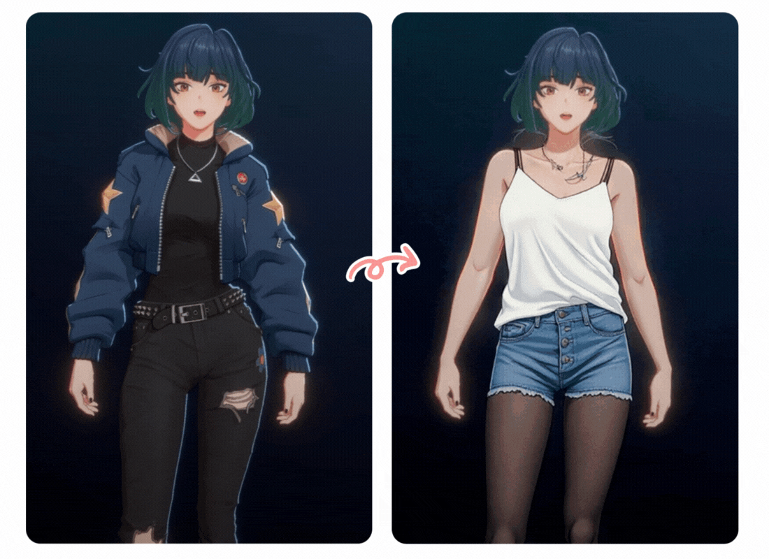 MyEdit AI Replace: Mika Outfit Change