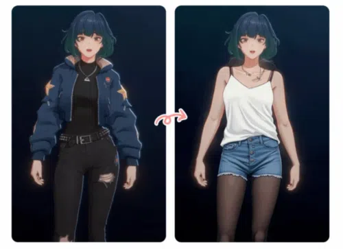 MyEdit AI Replace: Mika Outfit Change