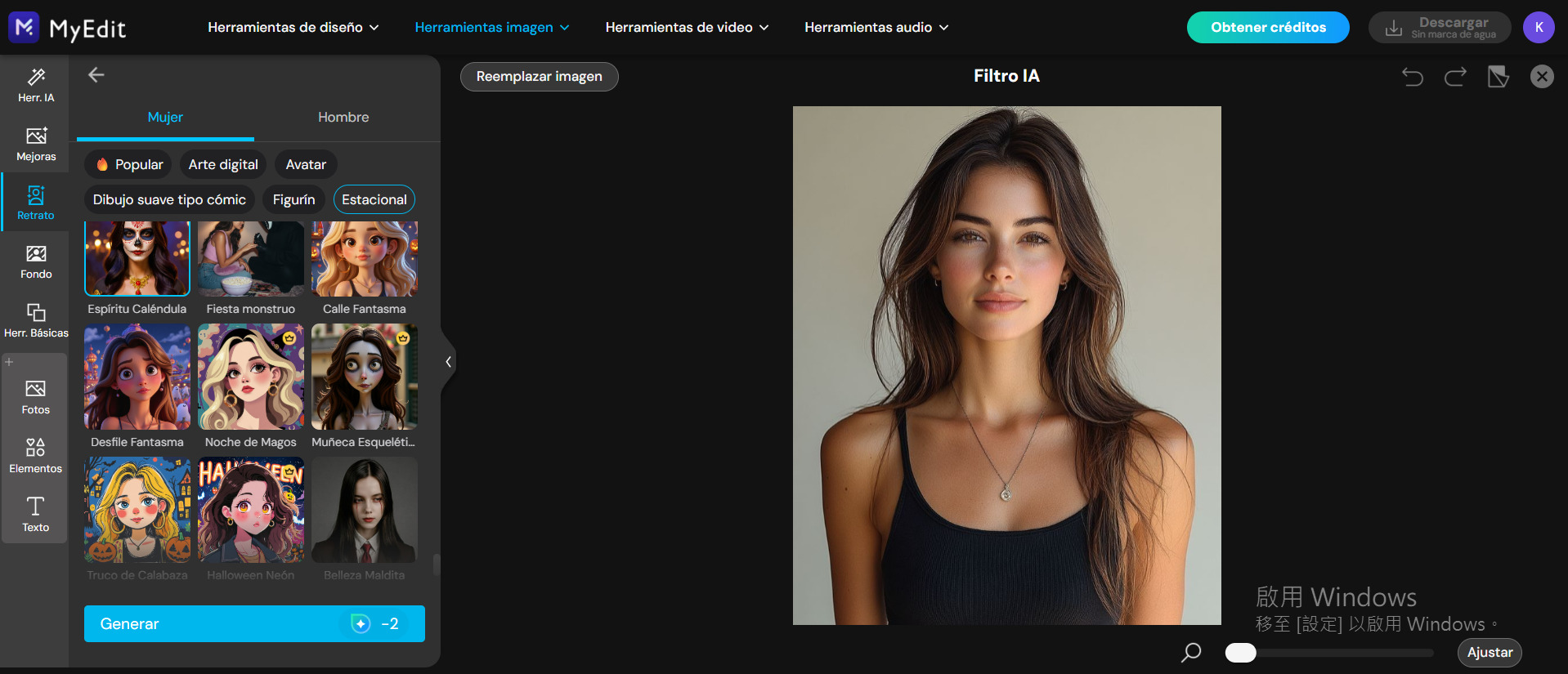 retrato gótico con el Filtro IA