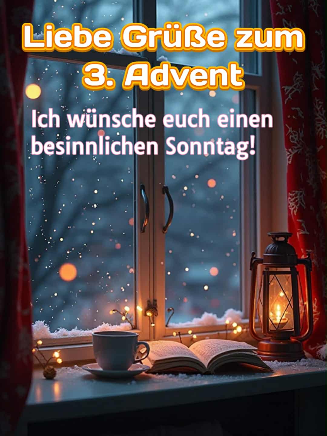 Advent-Bild mit Gruß: 'Liebe Grüße zum 3. Advent. Ich wünsche euch einen besinnlichen Sonntag!'