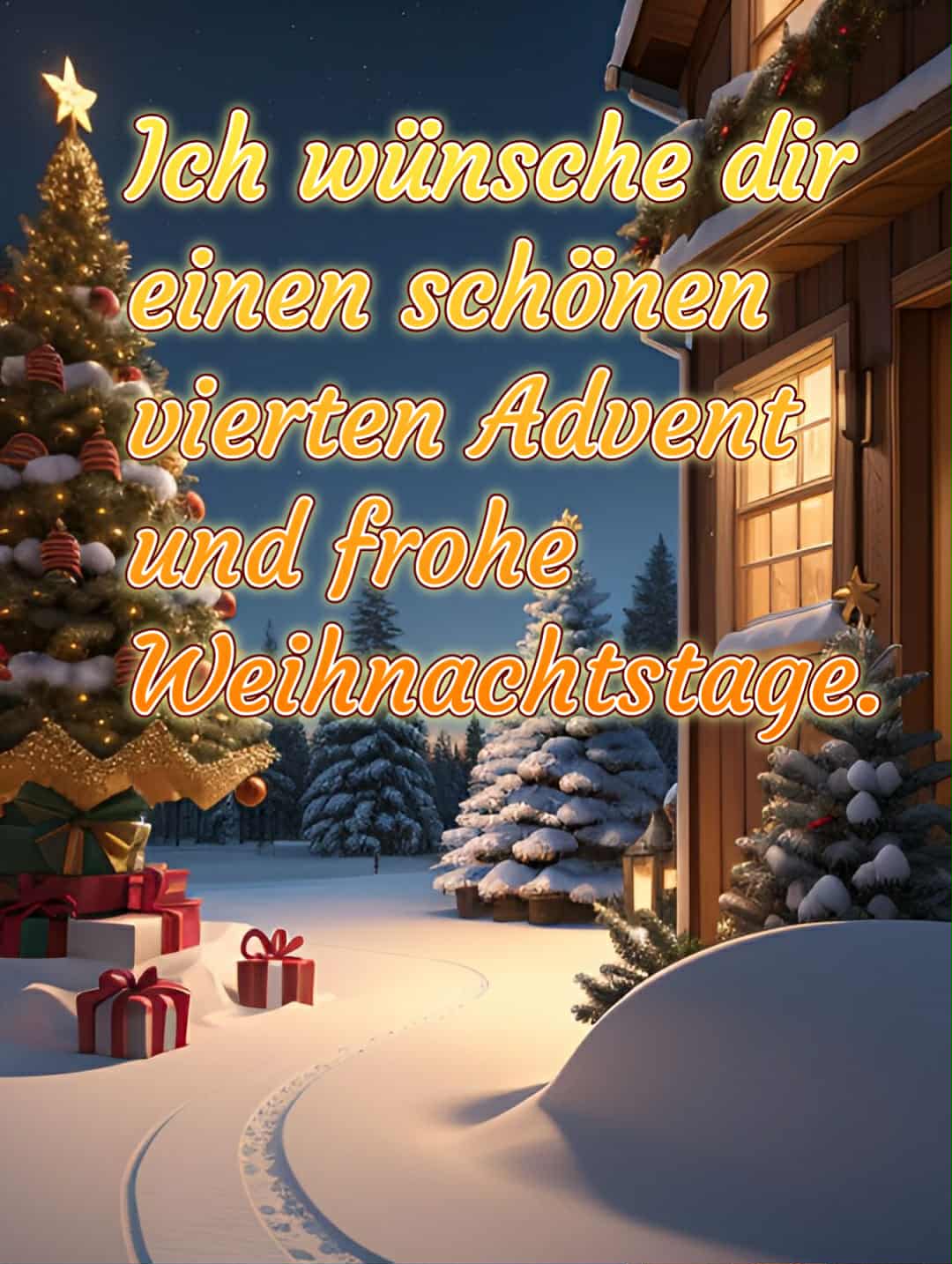 Advent-Bild mit Gruß: 'Ich wünsche dir einen schönen vierten Advent und frohe Weihnachtstage.'