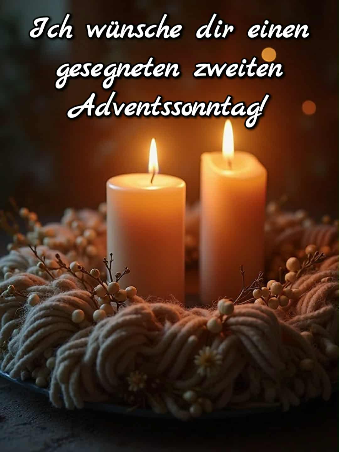Advent-Bild mit Gruß: 'Ich wünsche dir einen gesegneten zweiten Adventssonntag!'