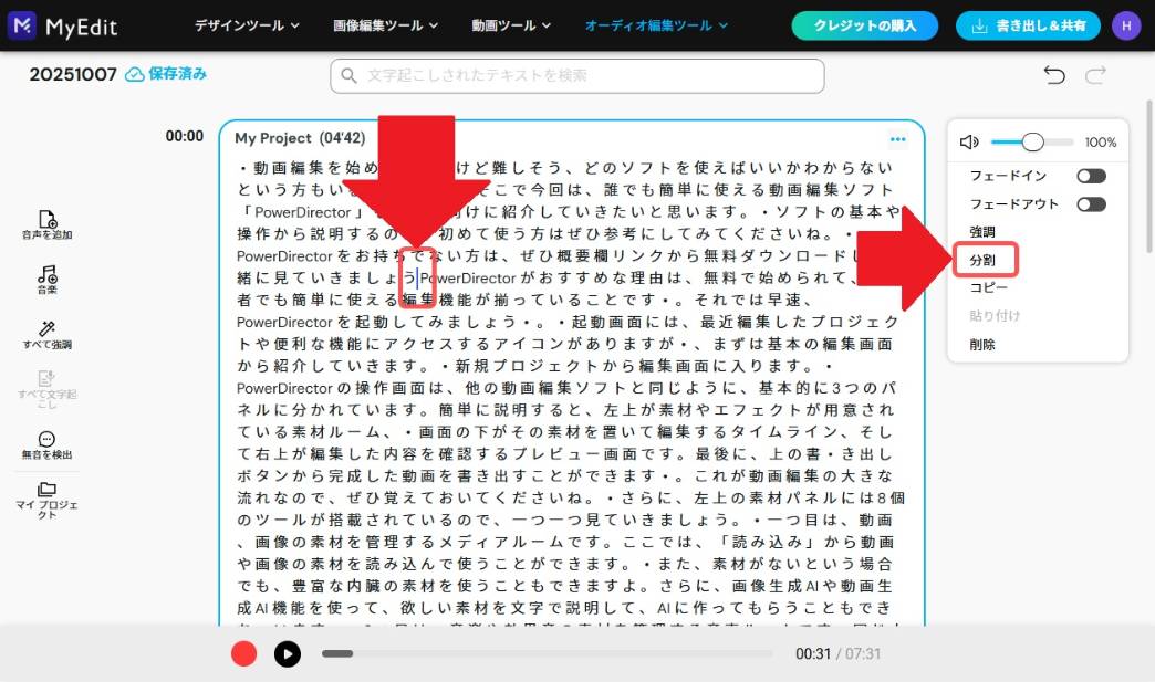 MyEditの使用画面