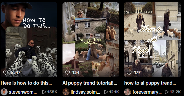 TikTok post for generating AI puppy Photos