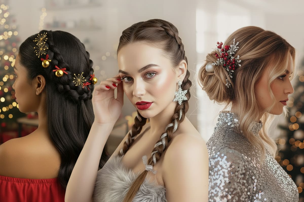 18 idées de coiffures de Noël : looks faciles, tendance et élégants pour les fêtes