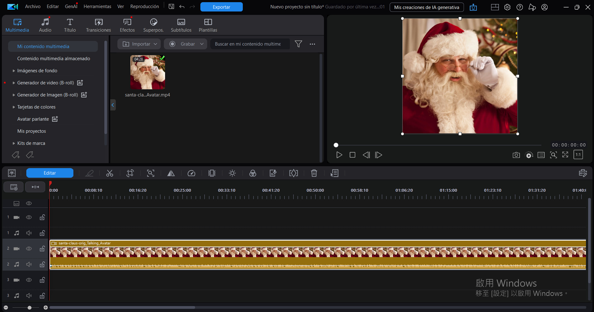 Crea un video de Santa Claus