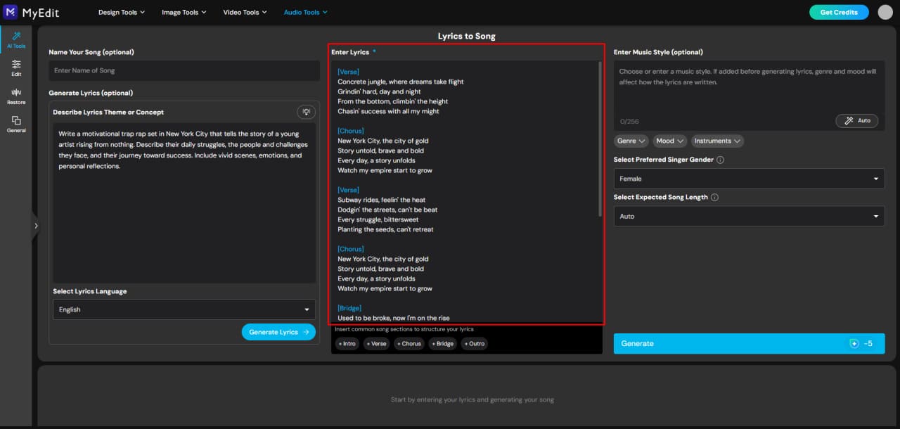 Create rap lyrics with an AI rap generator