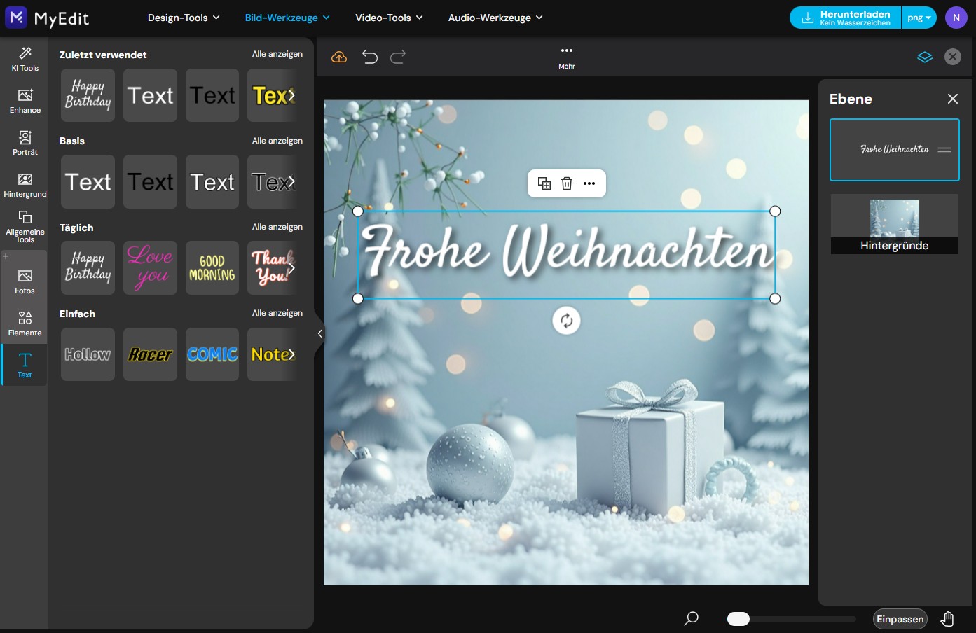 MyEdit - Weihnachtsgrüße gestalten