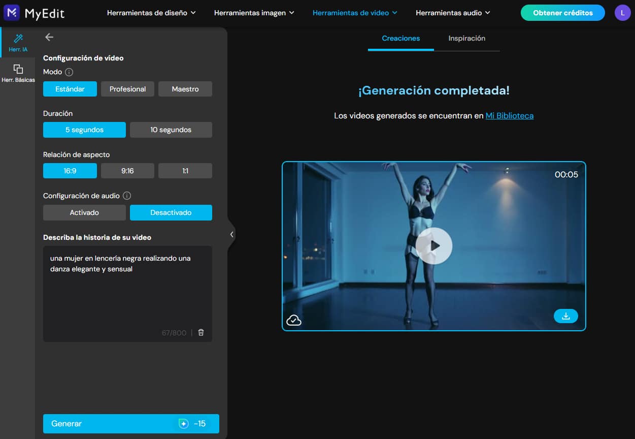Generador de video IA de MyEdit