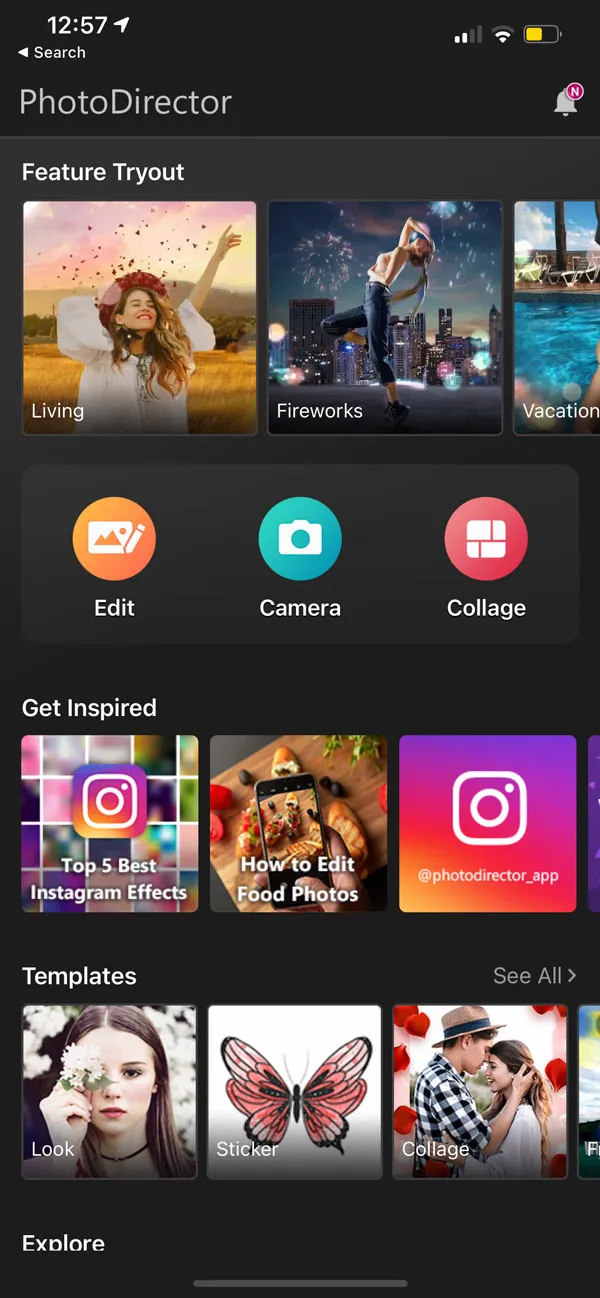 PhotoDirector interface