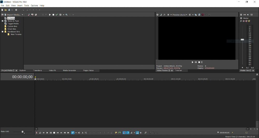 Vegas Movie Studio Interface