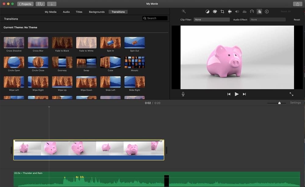 interface imovie pour video youtube