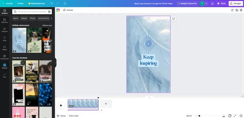 interface de Canva pour video youtube