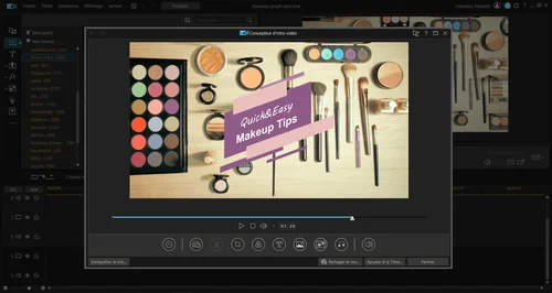 interface de powerdirector pour modeles d'intro video youtube
