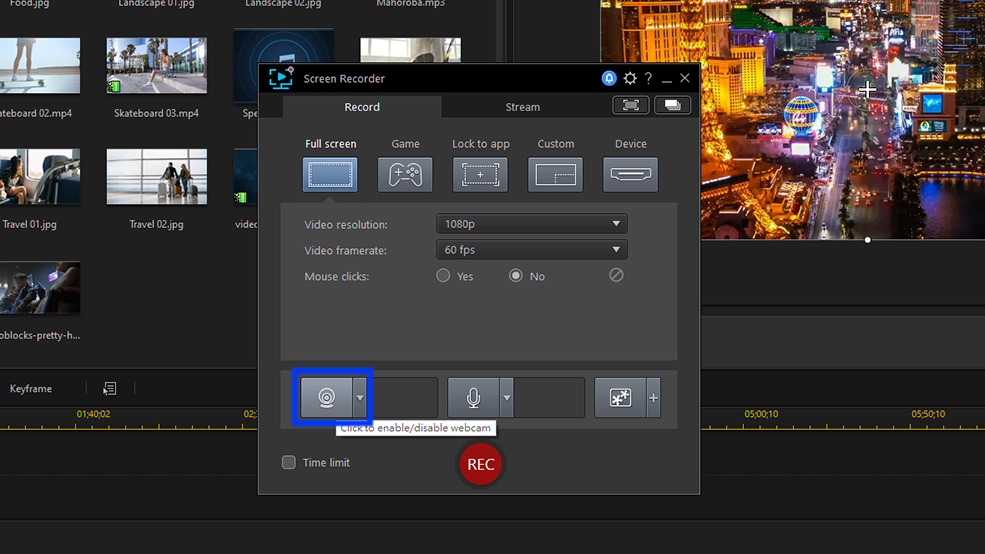 PowerDirector - Record with webcam