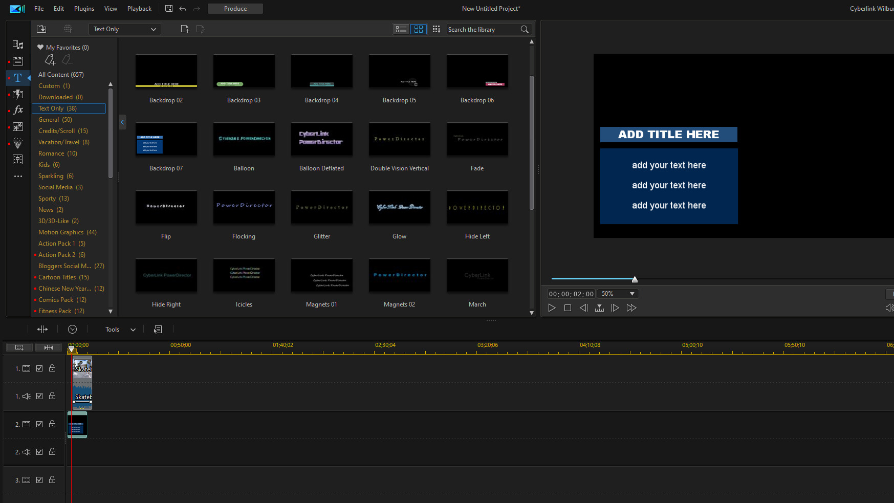 PowerDirector - Ensure text is above video footage