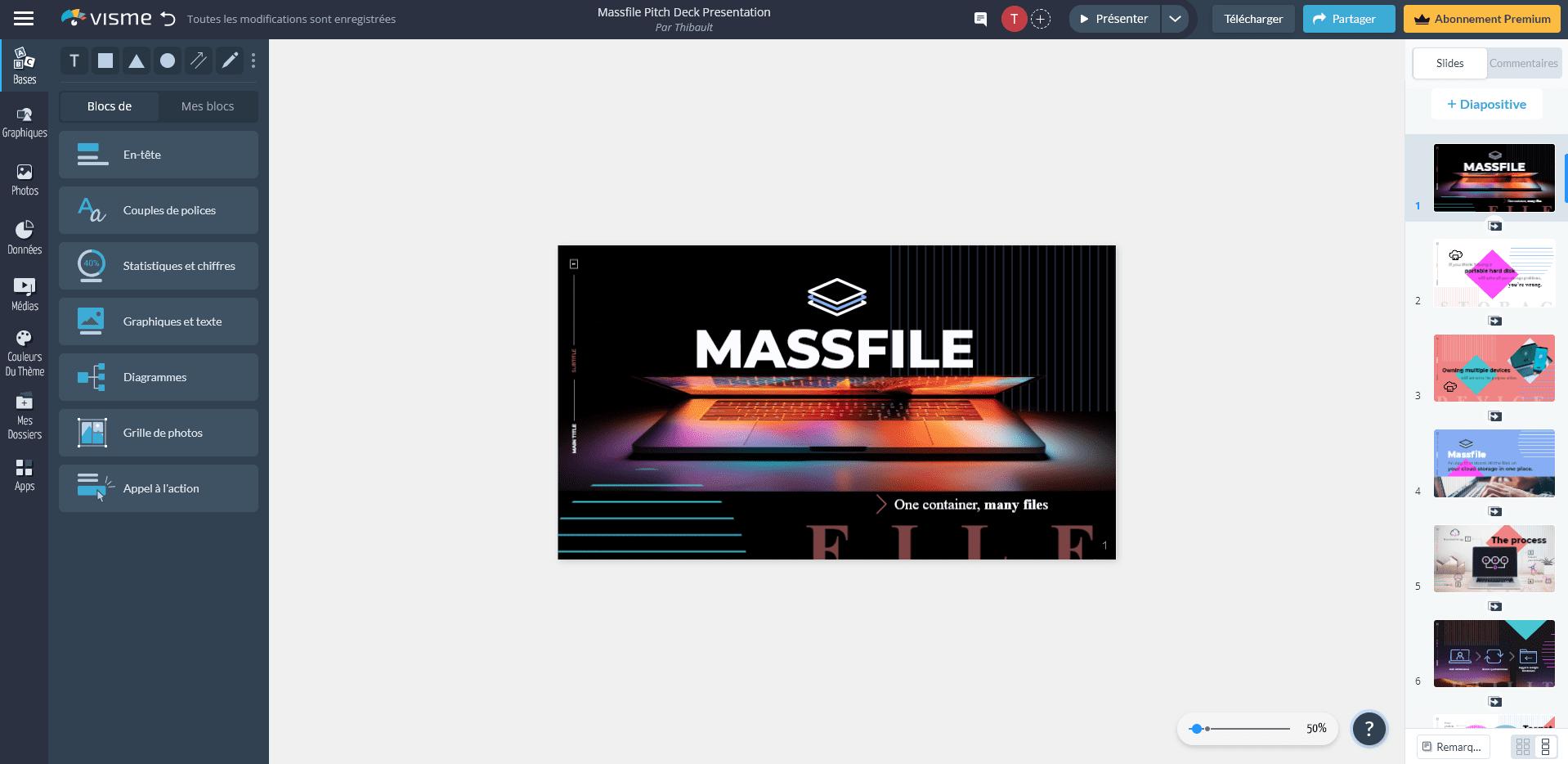interface creation diaporama Visme