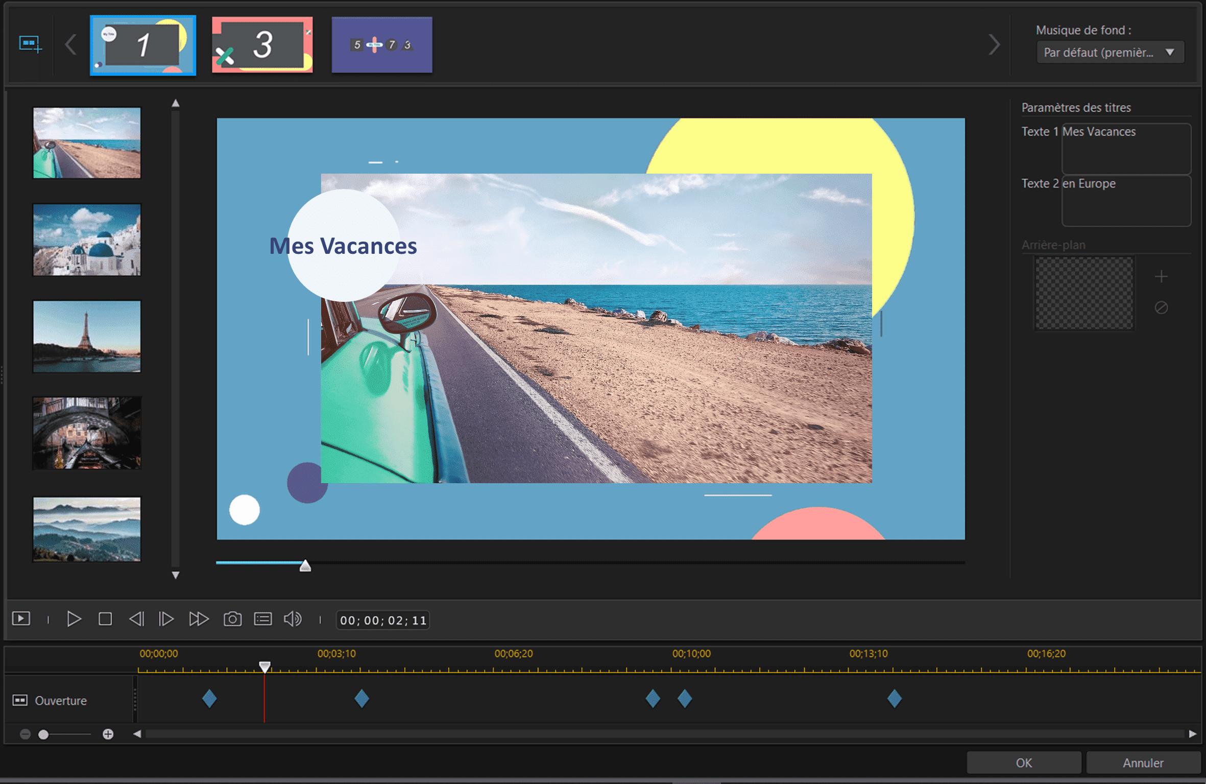 exemple de diaporama dans powerdirector