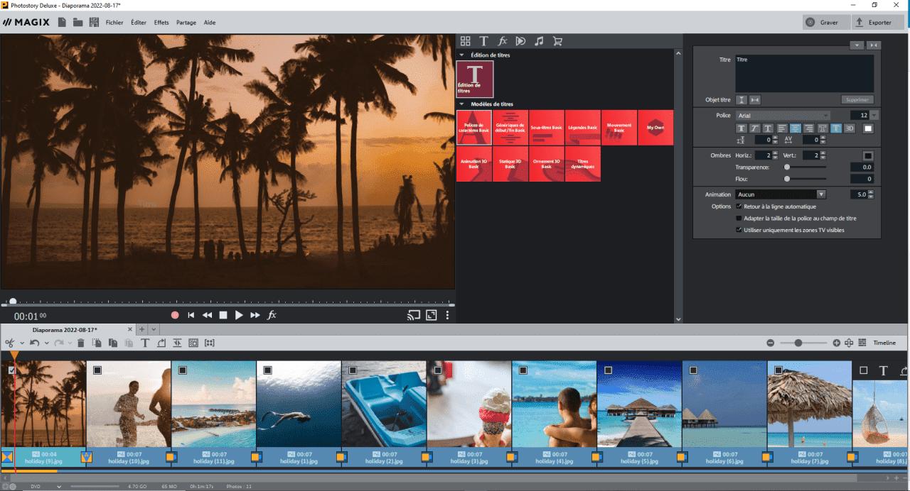 interface diaporama avec Magix Photostory Deluxe, le meilleur choix pour créer une carte de voyage animée