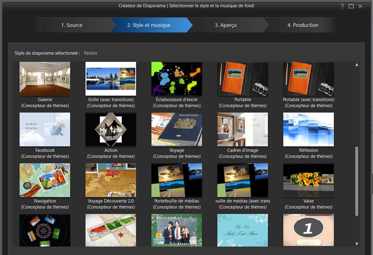 modèles de diaporam dans powerdirector