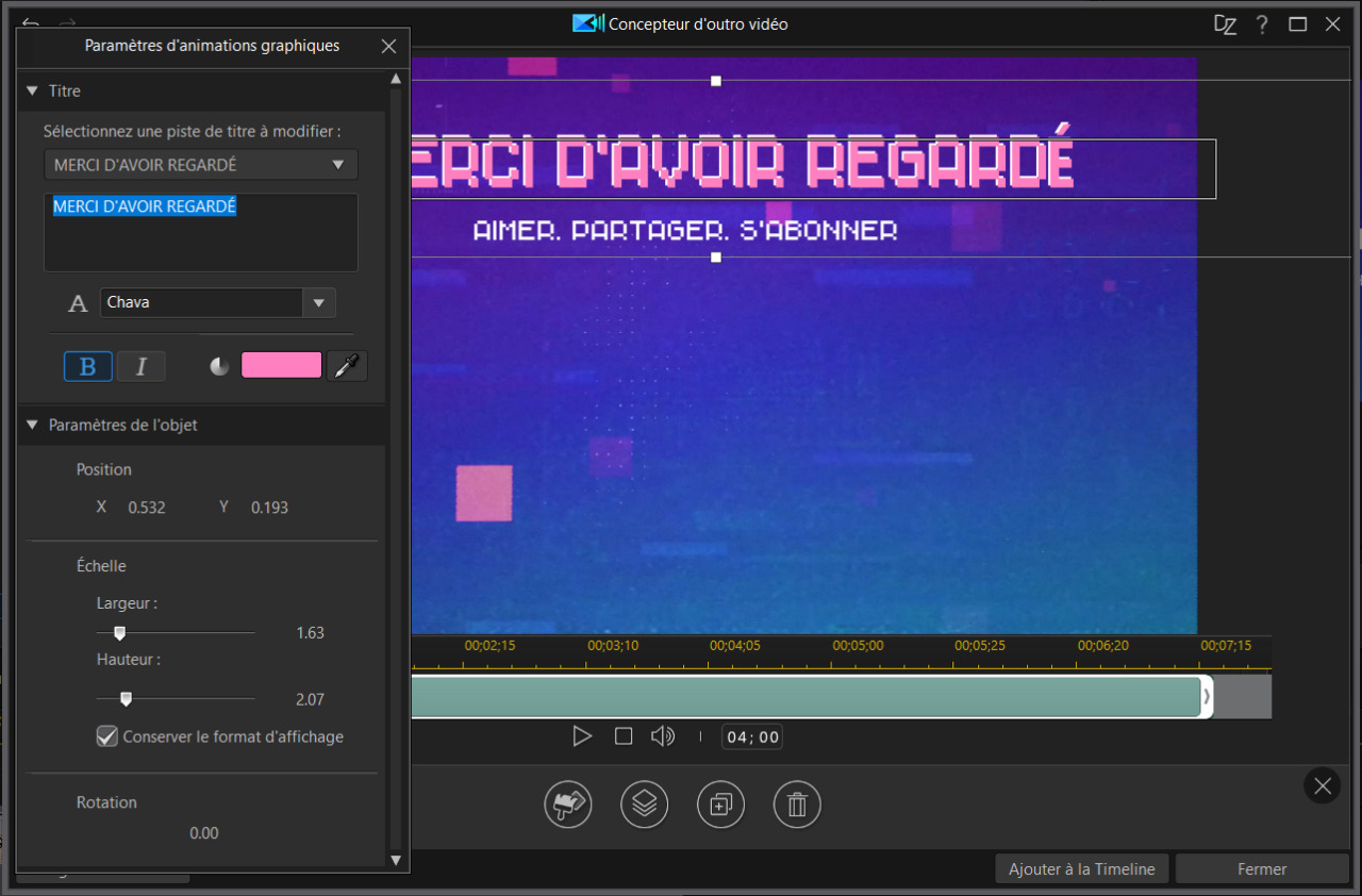 ajouter des titres a personnaliser dans le concepteur d'outro youtube de powerdirector