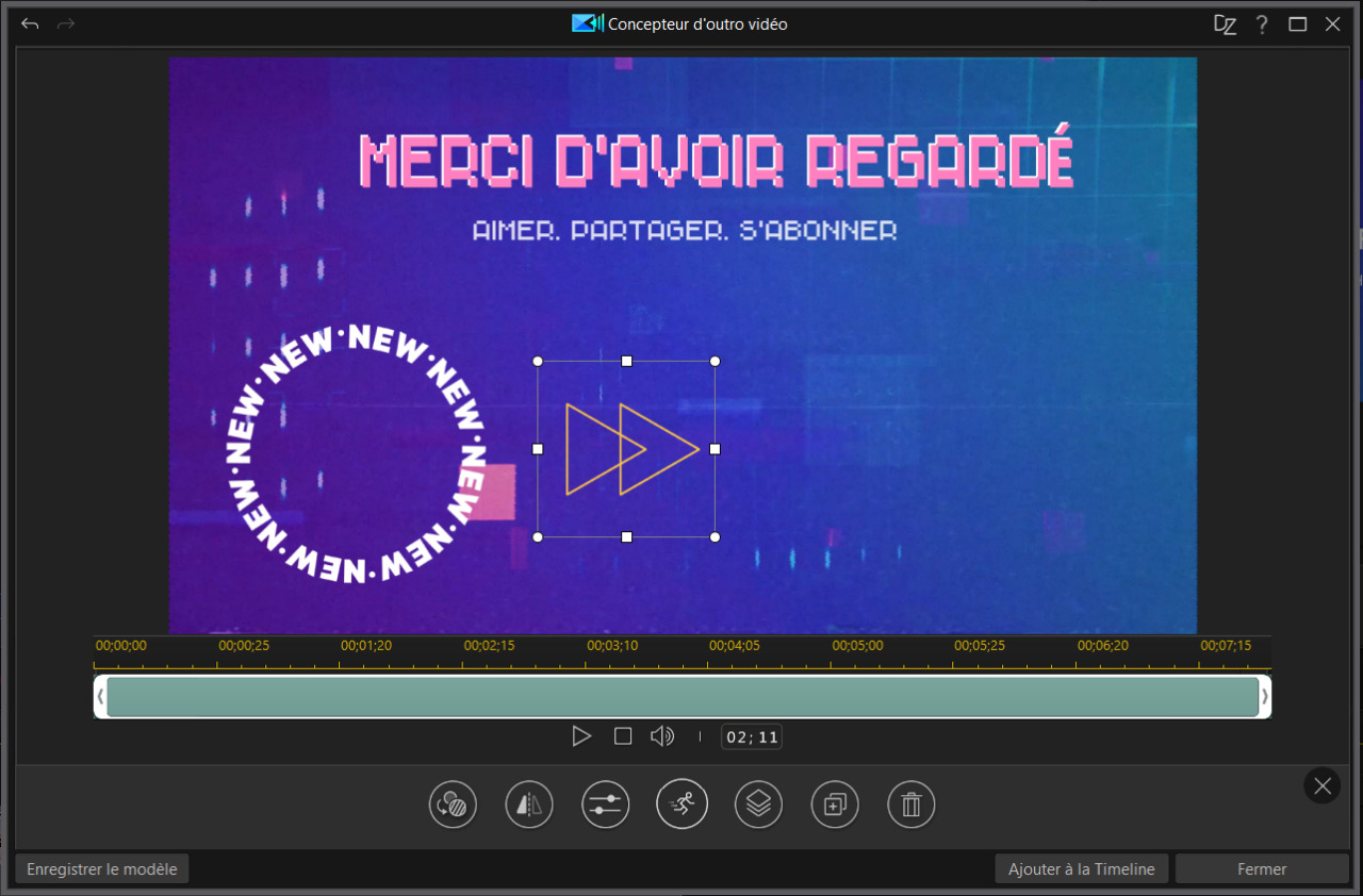 ajouter des objets animes dans le concepteur d'outro youtube de powerdirector