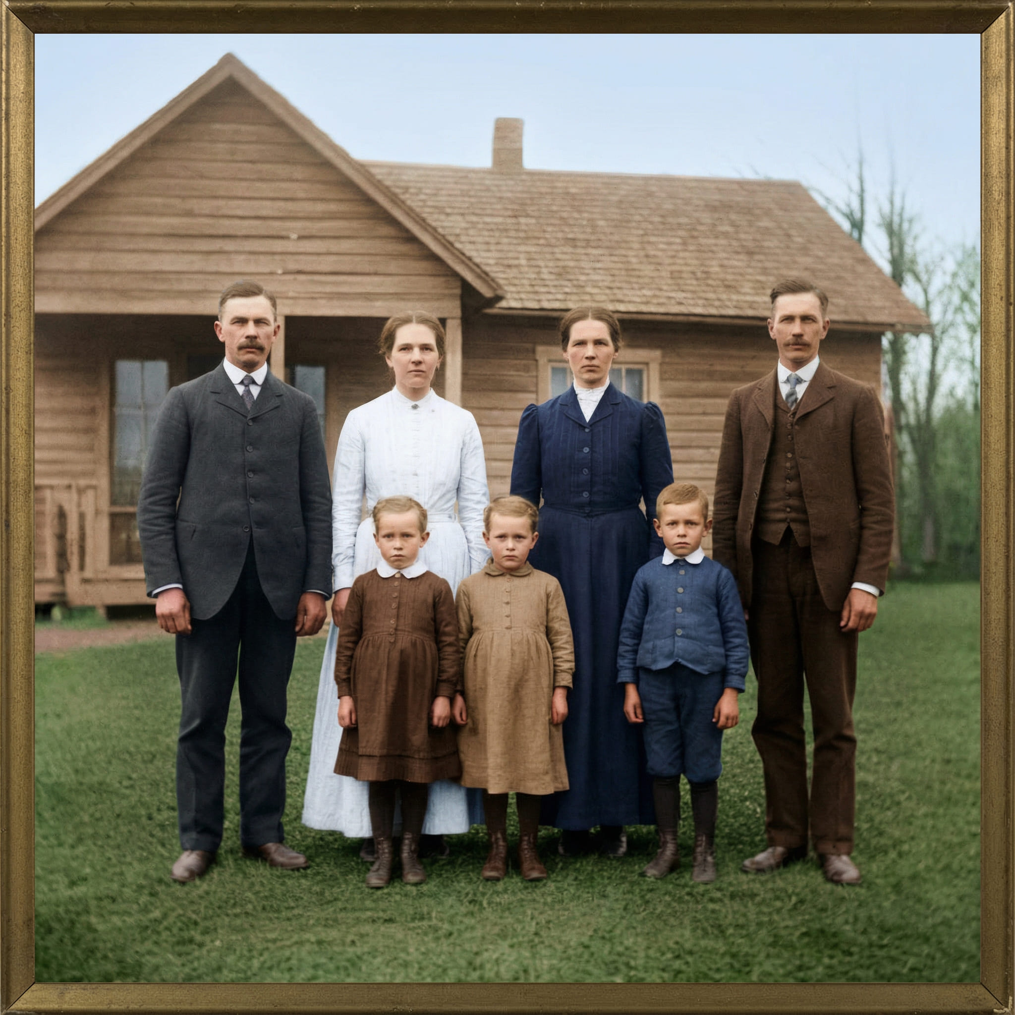 Same photograph after AI restoration with scratches removed