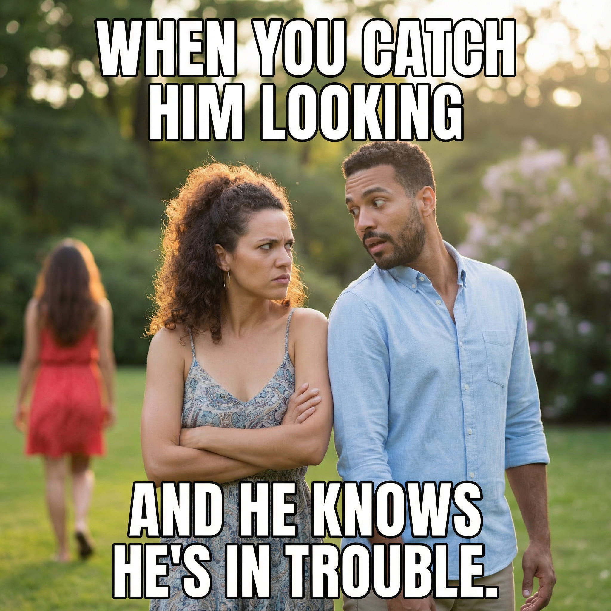AI-generated meme-style image with exaggerated expressions