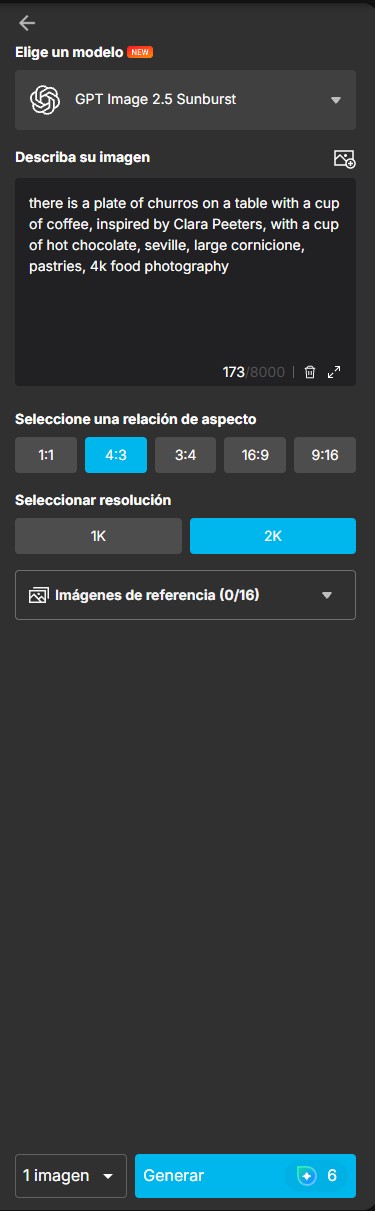 Generador de Imágenes con IA de MyEdit con el prompt de Prompt IA, formato 4:3, resolución 2K y cero imágenes de referencia