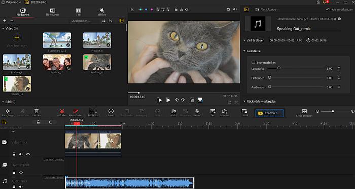 VideoProc Vlogger Benutzeroberfläche