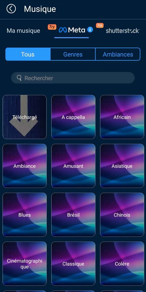 App PowerDirector - collection musicale