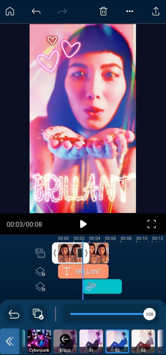 ajouter filtre sur video pour TikTok avec l'app Powerdirector