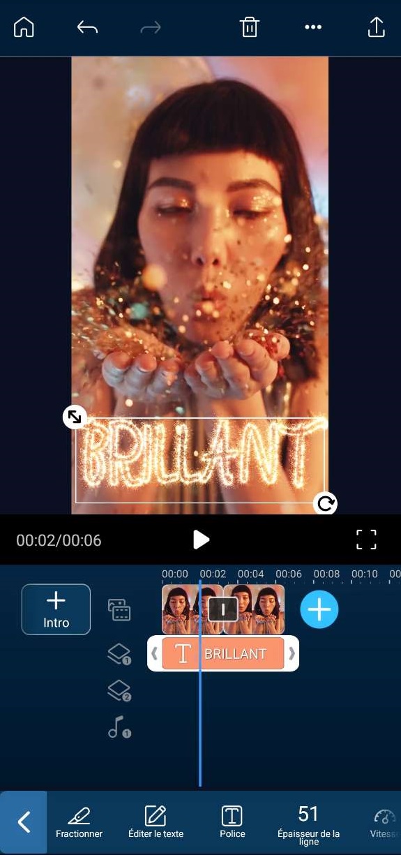 ajouter texte sur video pour TikTok avec l'app Powerdirector