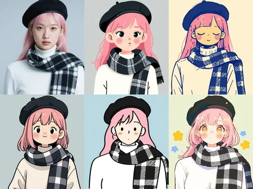 照片卡通化：平面風格、塗鴉、Q 版卡通、扁平描邊、少女動畫風