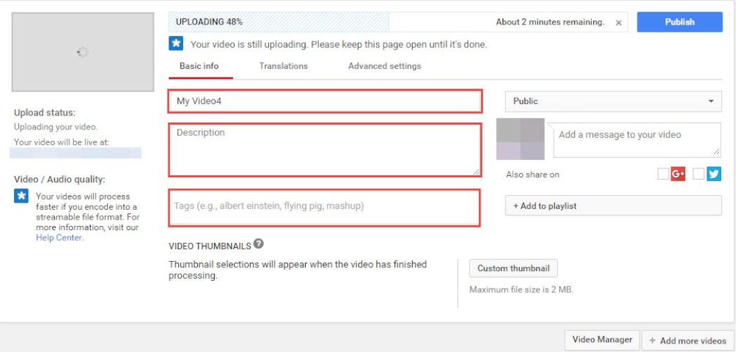 Where to add YouTube tags