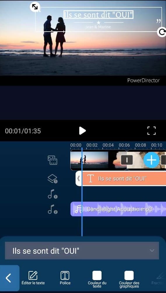 ajouter du texte sur l'application powerdirector