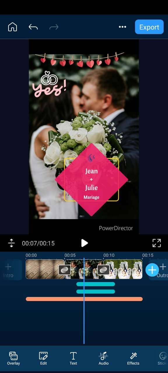 PowerDirector app - meilleure app de montage vidéo pour diaporama de mariage!