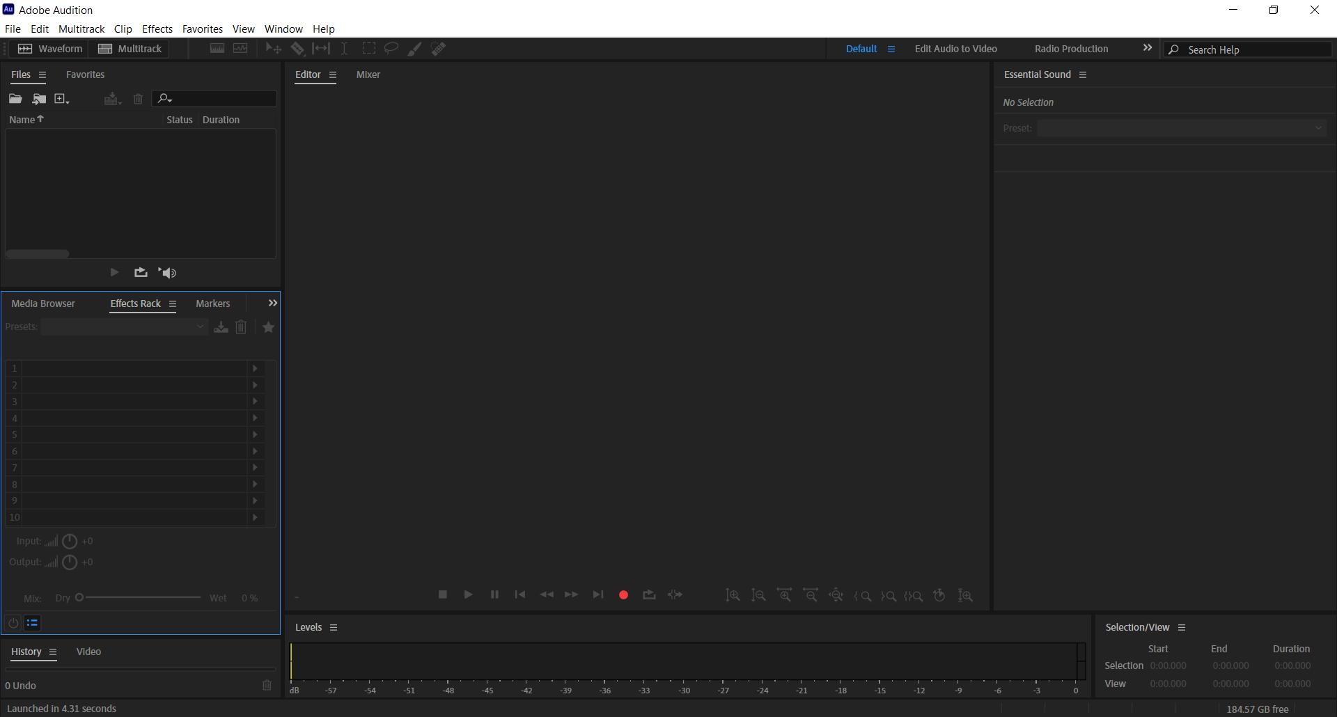 Adobe Audition Benutzeroberfläche