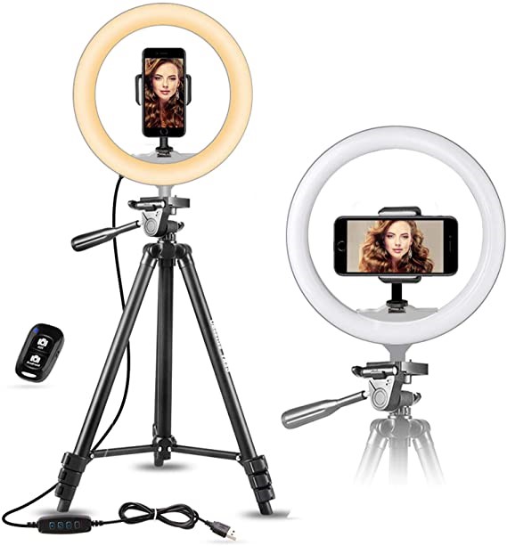 10″ Selfie Ring Light with 50″ Extendable Tripod Stand