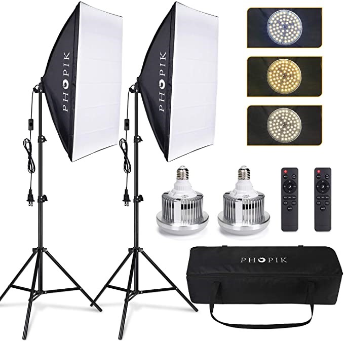 PHOPIK Softbox Lighting Kit 2X20X28 inch Professional Continuous Studio