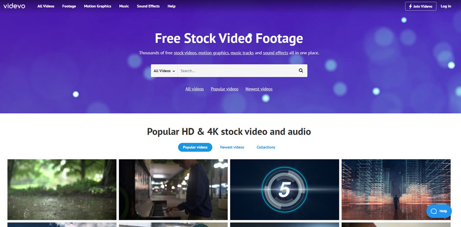 screenshot der Videvo website