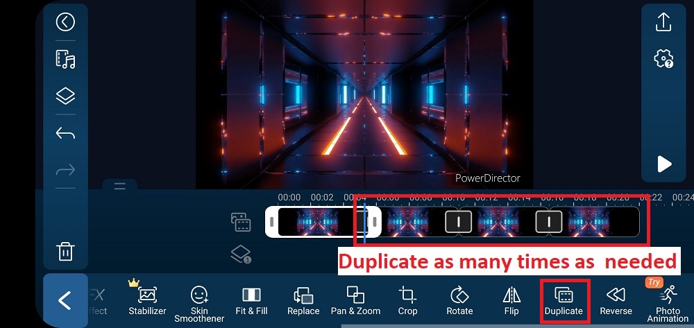 Using the Duplicate Feature on PowerDirector Mobile