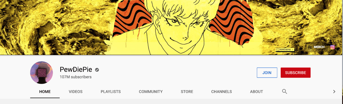 YouTube Channel - PewDiePie