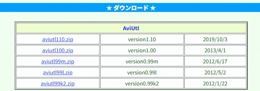 AviUtlの公式サイト ダウンロード1