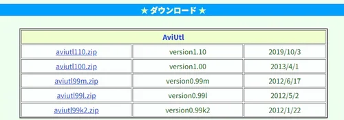 AviUtlの公式サイト ダウンロード1