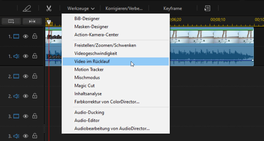 How to reverse video clips with PowerDirector
