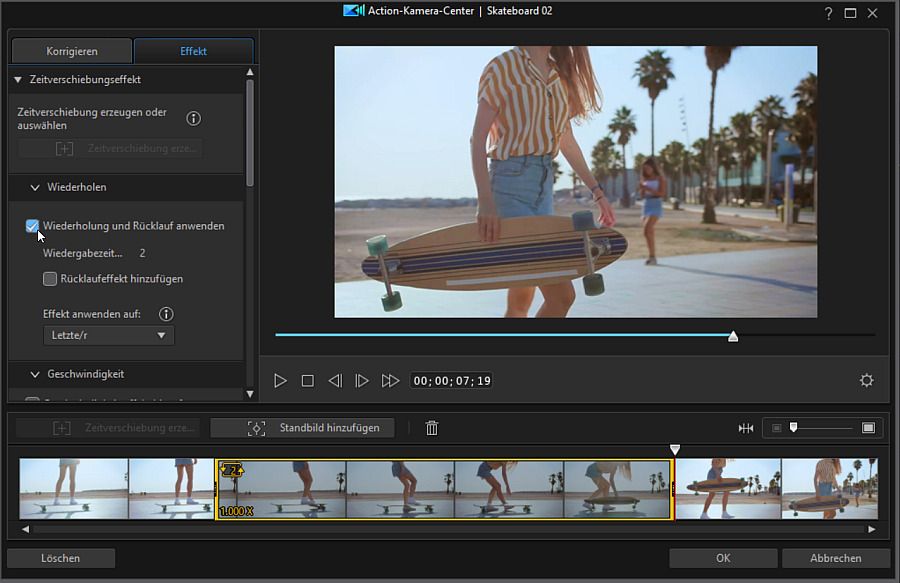 PowerDirector - Rücklaufeffekt