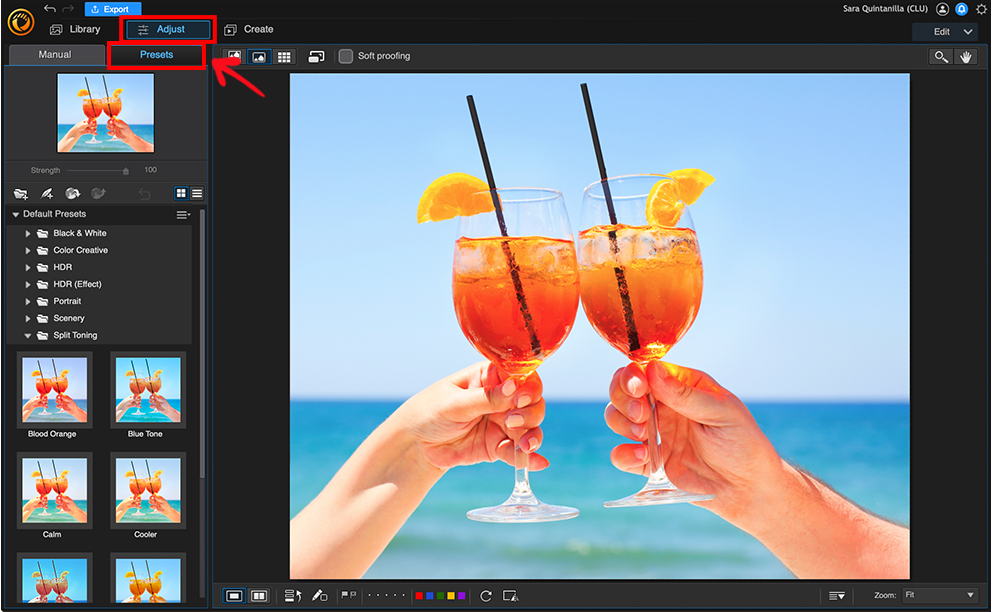 PhotoDirector Interface - Filter Presets