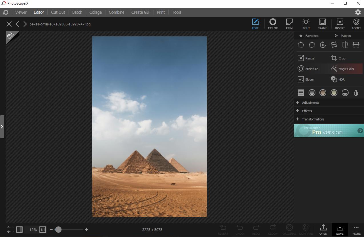 Photoscape X Interface