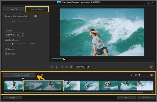 PowerDirector Interface - Create Time Shift